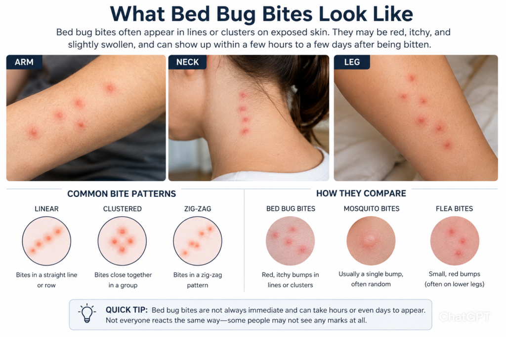 What bed bug bites look like on human skin