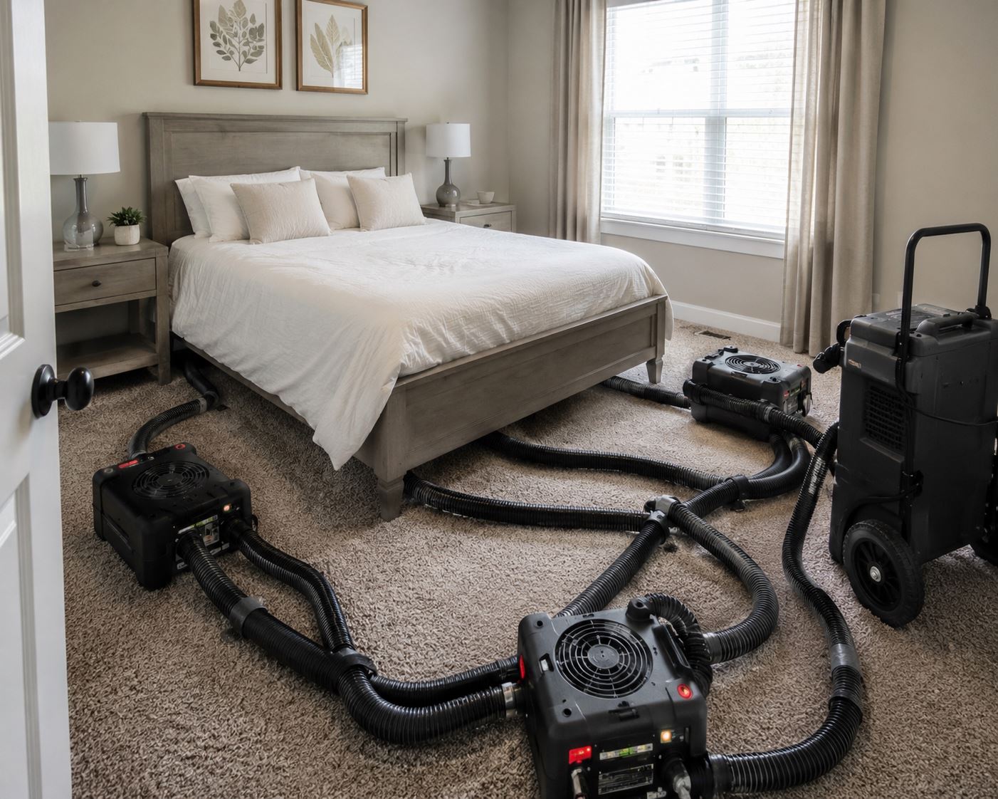 Heat treatment equipment set up in Houston bedroom