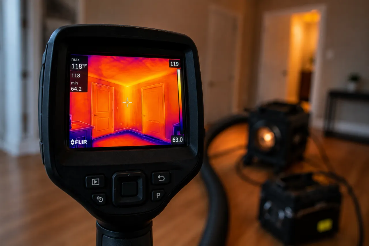 Thermal imaging scan confirming 135°F bed bug killing temperature